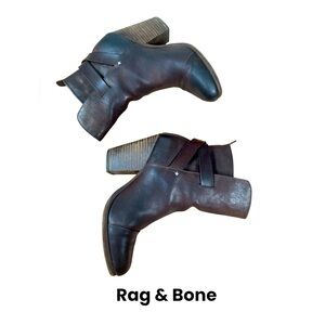 Rag & Bone Kinsey Dark Brown Leather Strappy Ankle Moto Boots Booties 36/ US 6